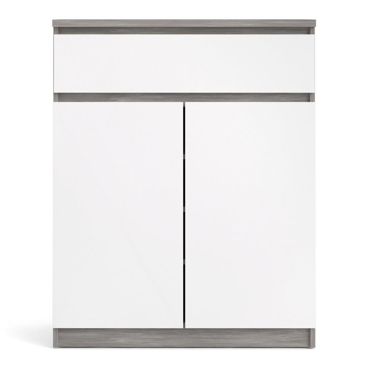 Naia Sideboard 1 Drawer 2 Doors in Concrete and White High Gloss - TidySpaces