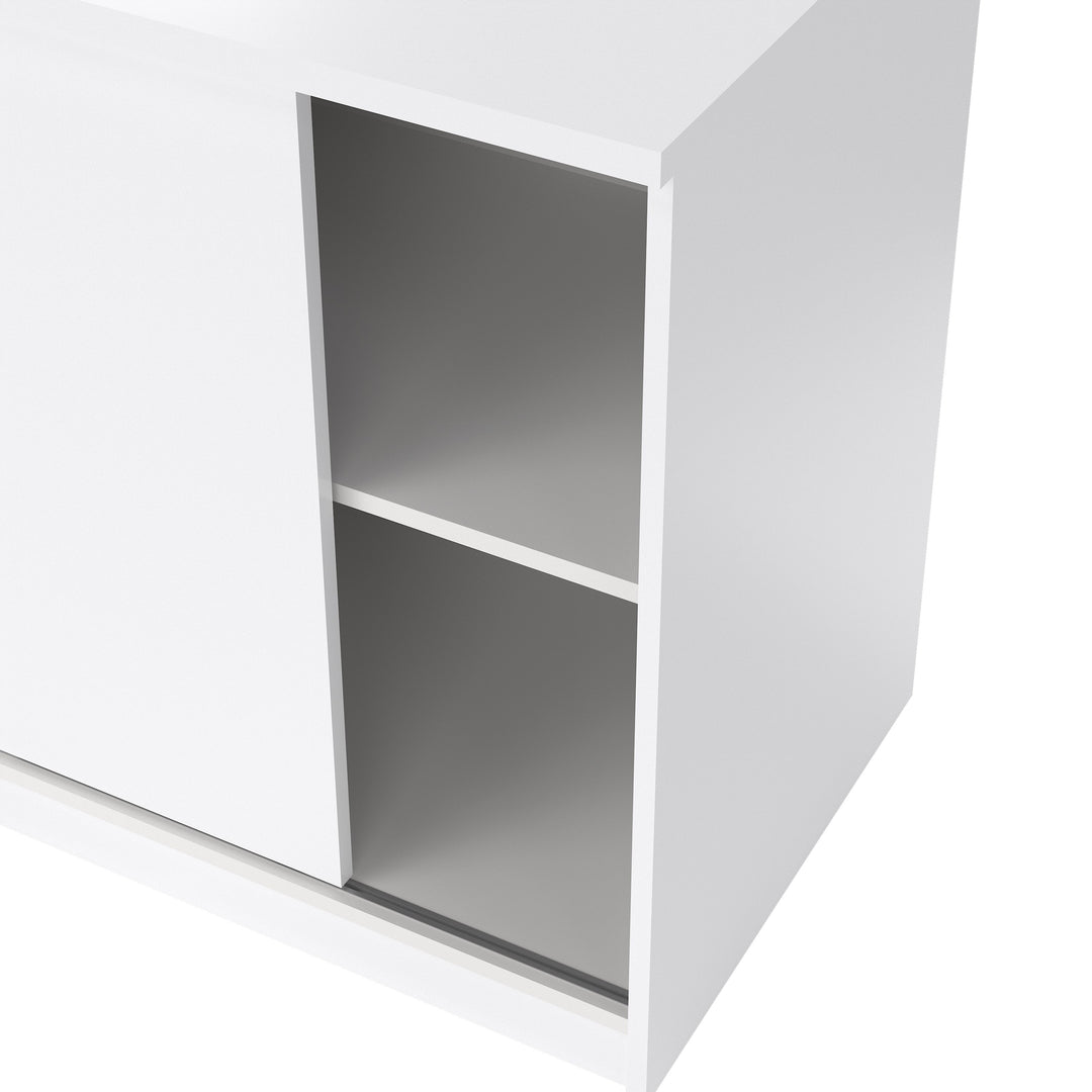 Naia Storage Unit with 1 Sliding Door and 3 Drawers in White High Gloss - TidySpaces