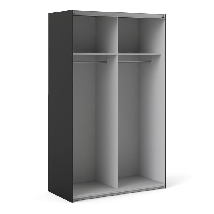 Verona Sliding Wardrobe 120cm in Black Matt with Black Matt Doors with 2 Shelves - TidySpaces