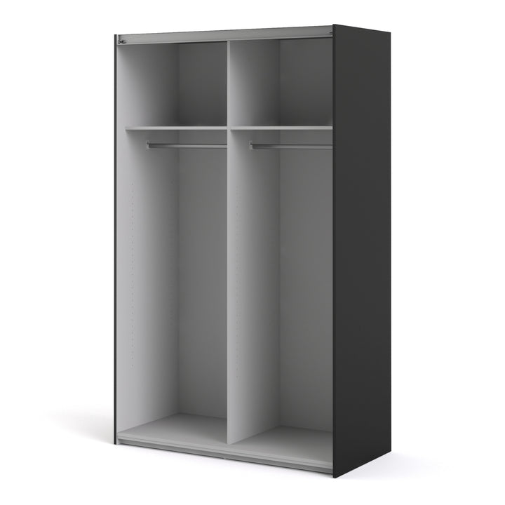Verona Sliding Wardrobe 120cm in Black Matt with Oak Doors with 2 Shelves - TidySpaces