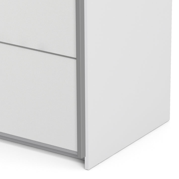 Verona Sliding Wardrobe 180cm in White with White Doors with 5 Shelves - TidySpaces