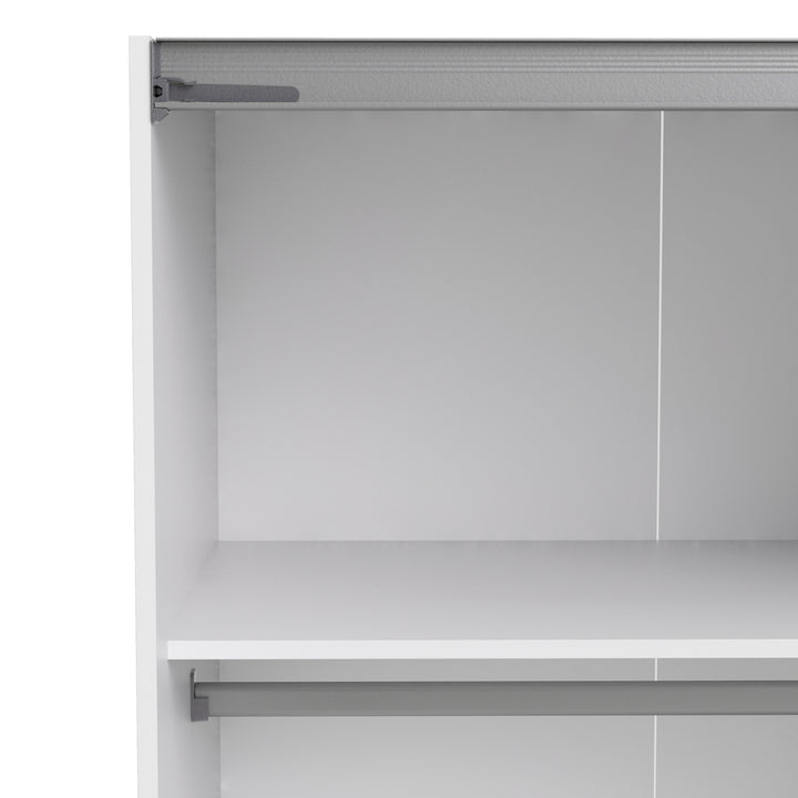 Verona Sliding Wardrobe 180cm in White with White and Oak doors with 5 Shelves - TidySpaces