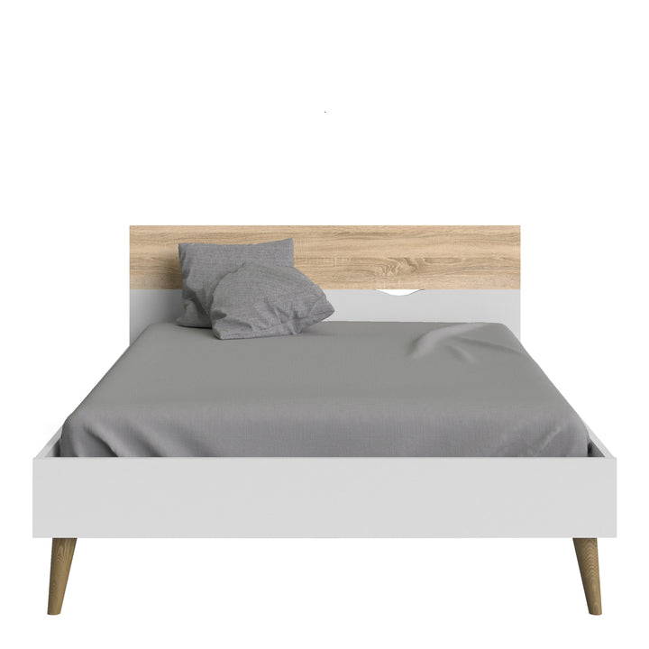 Oslo Euro Double Bed (140 x 200) in White and Oak - TidySpaces