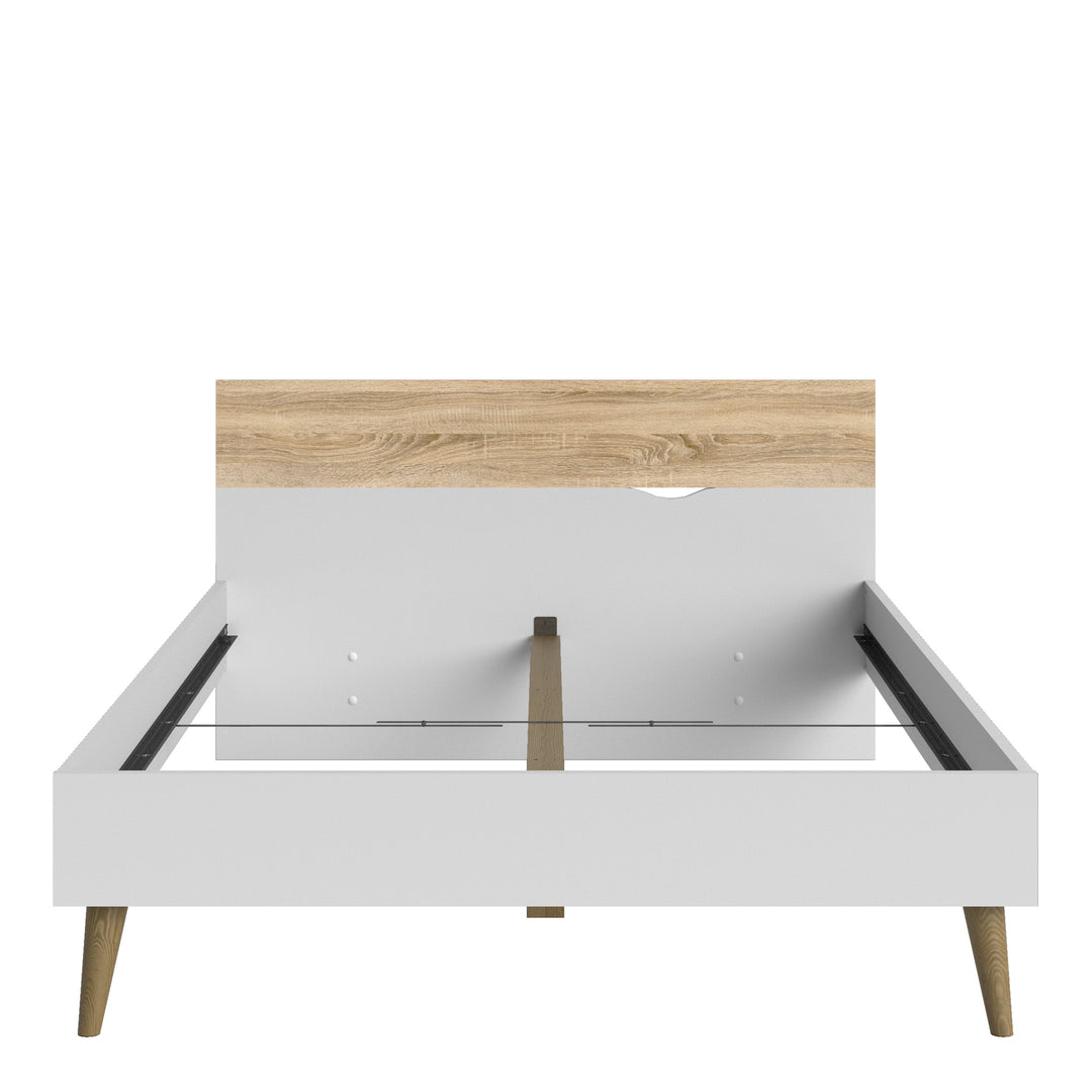 Oslo Euro Double Bed (140 x 200) in White and Oak - TidySpaces