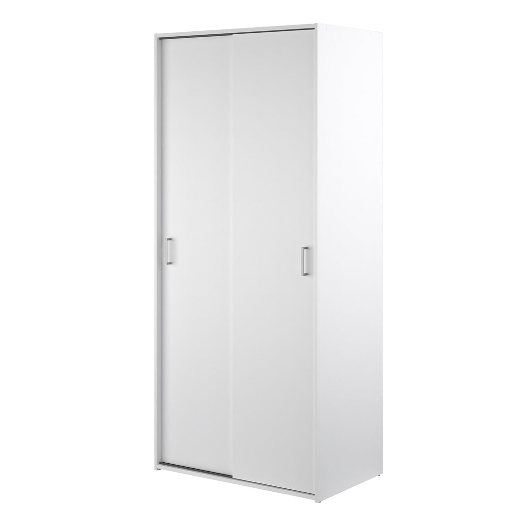 Space Wardrobe with 2 Sliding Doors in White - TidySpaces