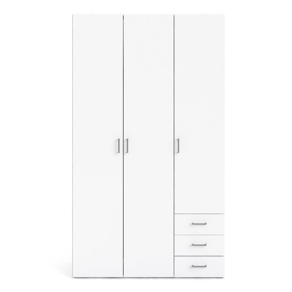 Space Wardrobe - 3 Doors 3 Drawers in White 2000 - TidySpaces