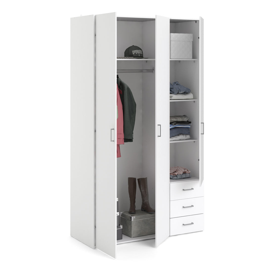 Space Wardrobe - 3 Doors 3 Drawers in White 2000 - TidySpaces