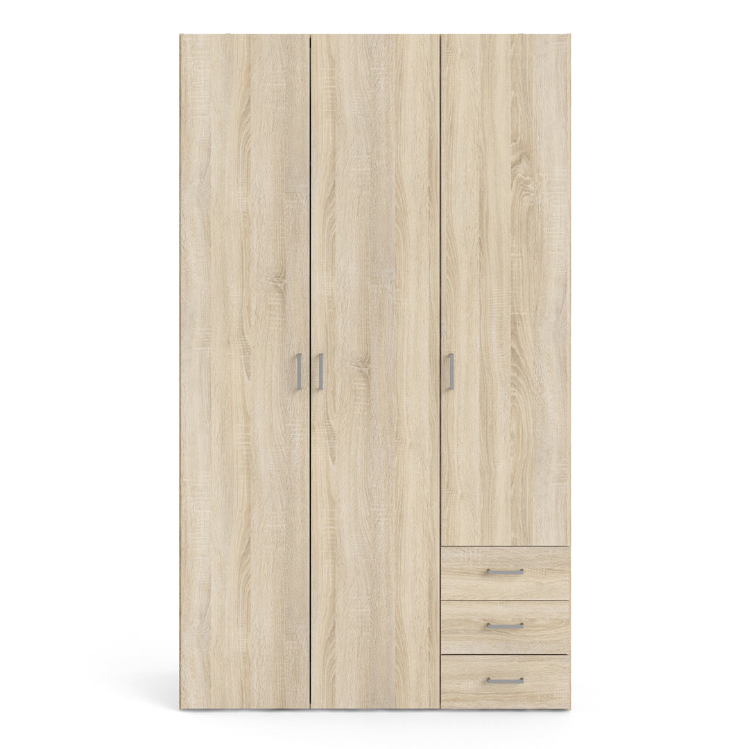 Space Wardrobe - 3 Doors 3 Drawers in Oak 2000 - TidySpaces