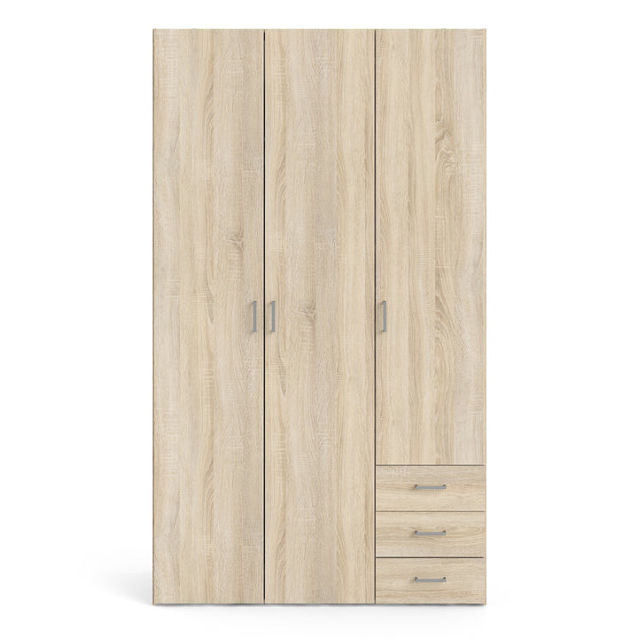 Space Wardrobe - 3 Doors 3 Drawers in Oak 2000 - TidySpaces