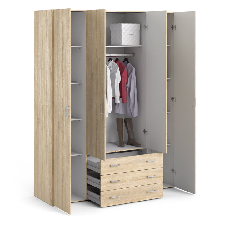 Space Wardrobe - 4 Doors 3 Drawers in Oak 2000 - TidySpaces