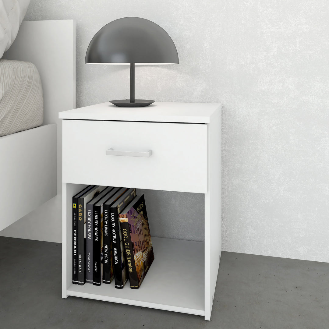 Space Bedside 1 Drawer in White - TidySpaces