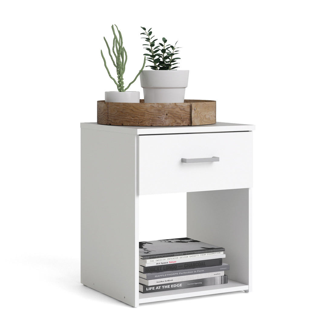 Space Bedside 1 Drawer in White - TidySpaces