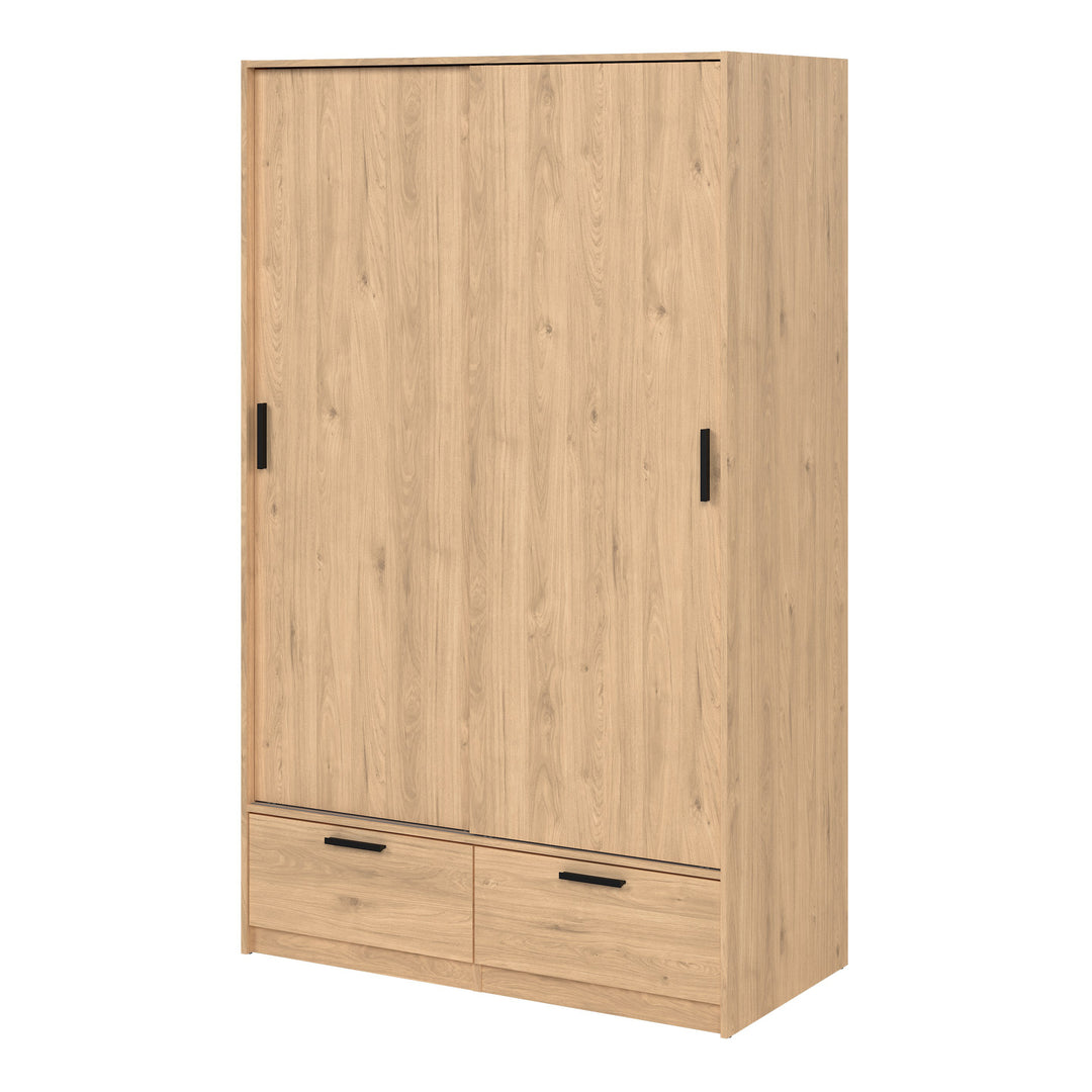 Line Wardrobe with 2 Doors + 2 Drawers in Jackson Hickory Oak - TidySpaces