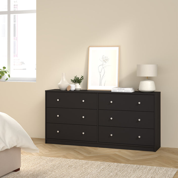 May Chest of 6 Drawers (3+3) in Black - TidySpaces