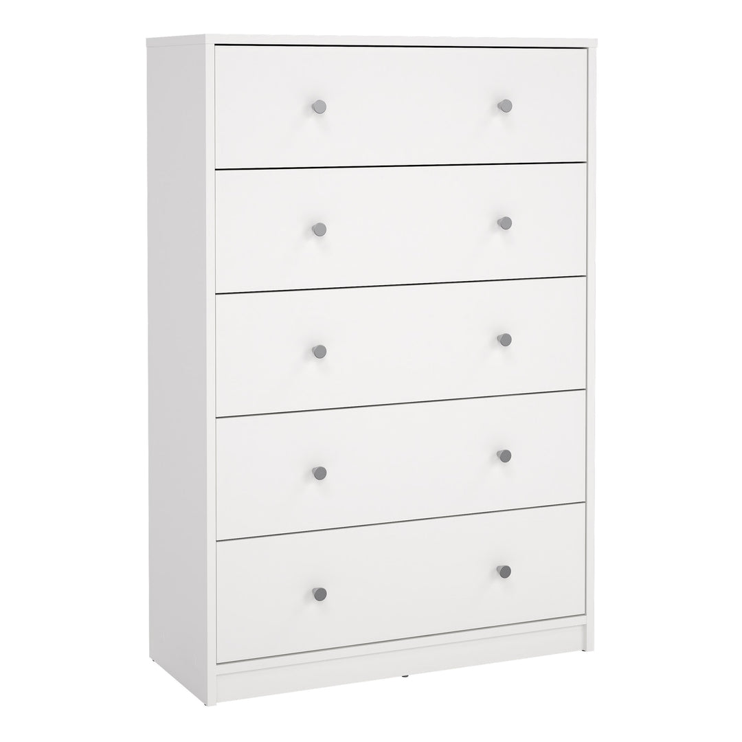 May Chest of 5 Drawers in White - TidySpaces