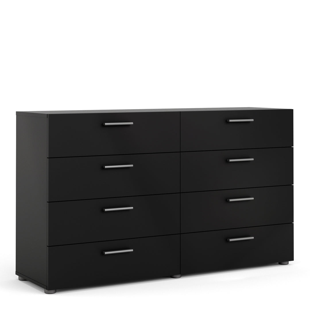 Pepe Wide Chest of 8 Drawers (4+4) in Black - TidySpaces