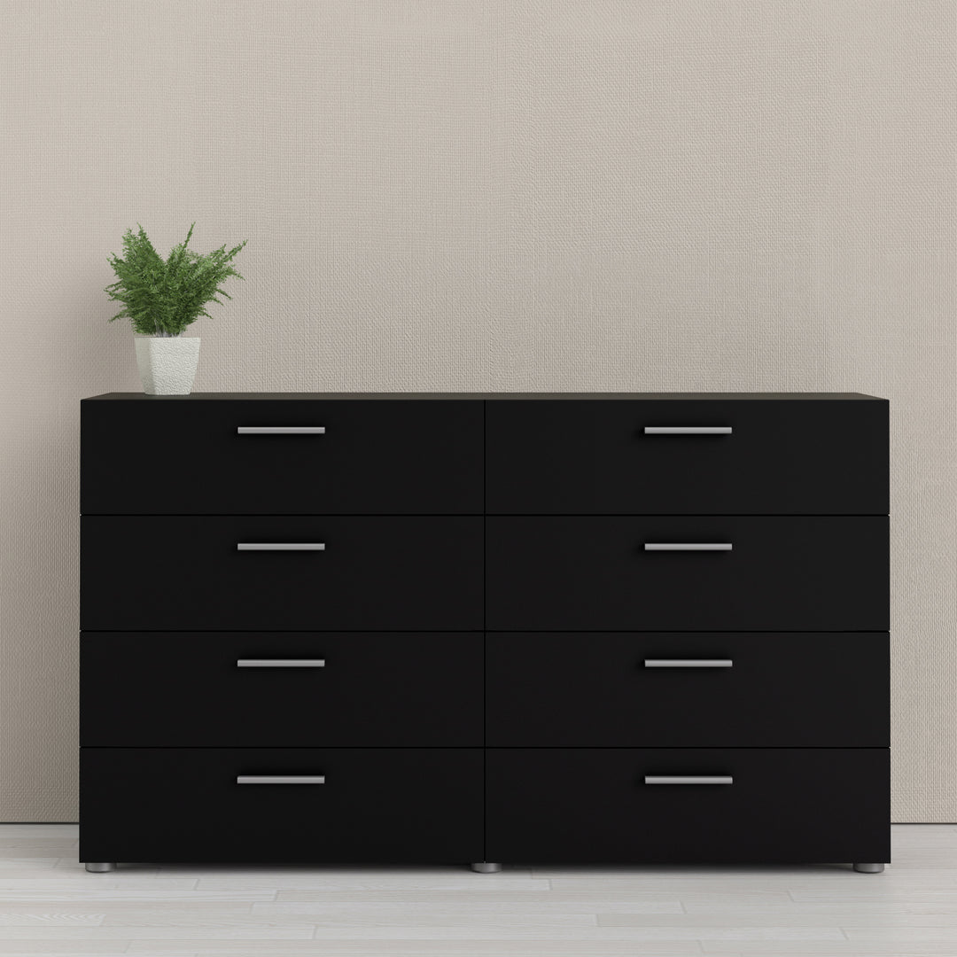 Pepe Wide Chest of 8 Drawers (4+4) in Black - TidySpaces