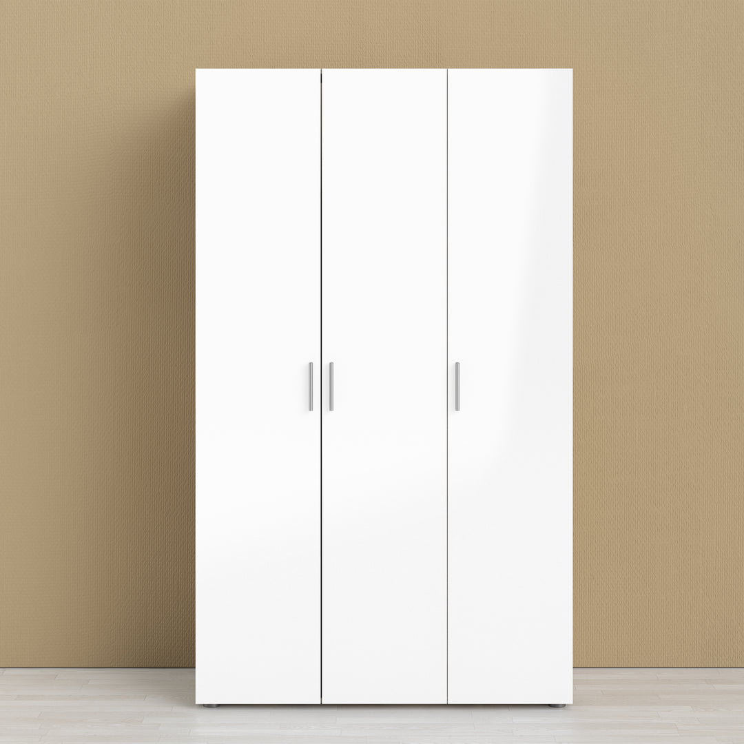 Pepe Wardrobe with 3 doors in Oak with White High Gloss - TidySpaces