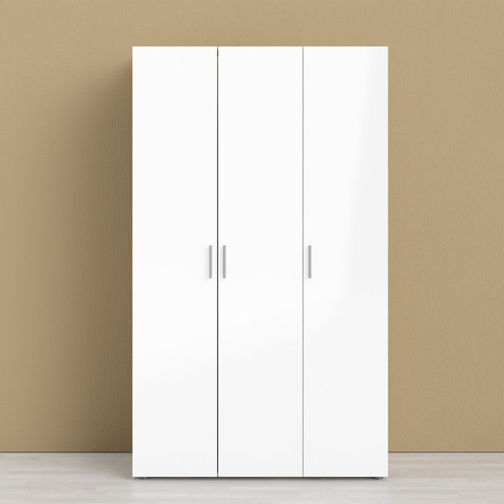 Pepe Wardrobe with 3 doors in Oak with White High Gloss - TidySpaces