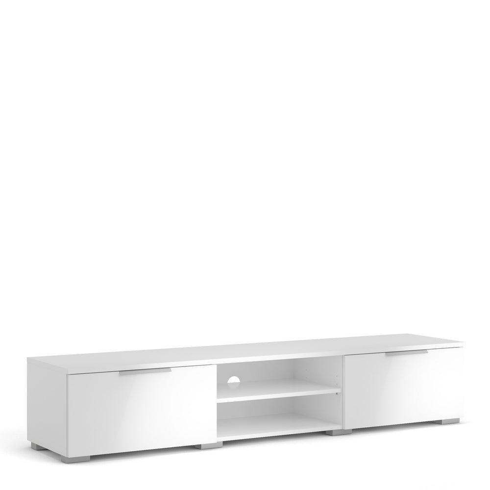 Match TV Unit 2 Drawers 2 Shelf in White High Gloss - TidySpaces