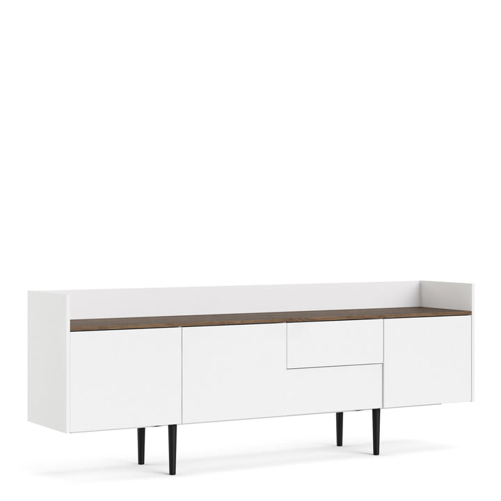 Unit Sideboard 2 Drawers 3 Doors in White and Walnut - TidySpaces