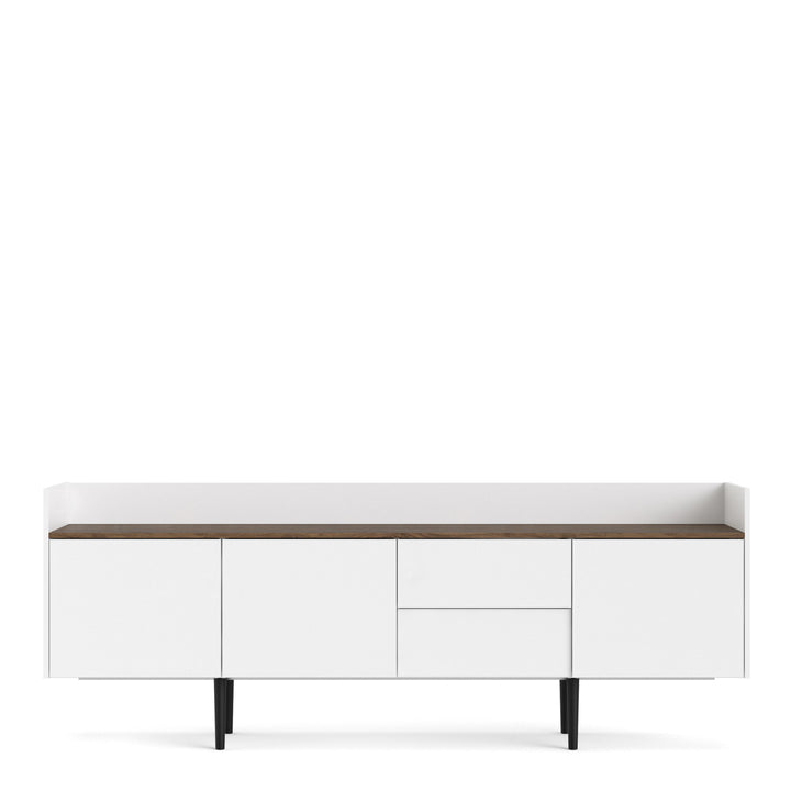 Unit Sideboard 2 Drawers 3 Doors in White and Walnut - TidySpaces