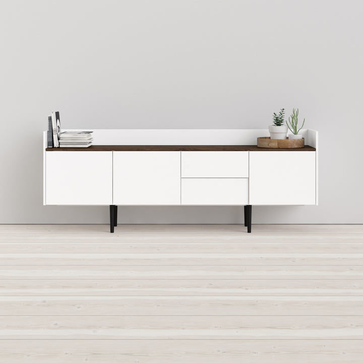 Unit Sideboard 2 Drawers 3 Doors in White and Walnut - TidySpaces