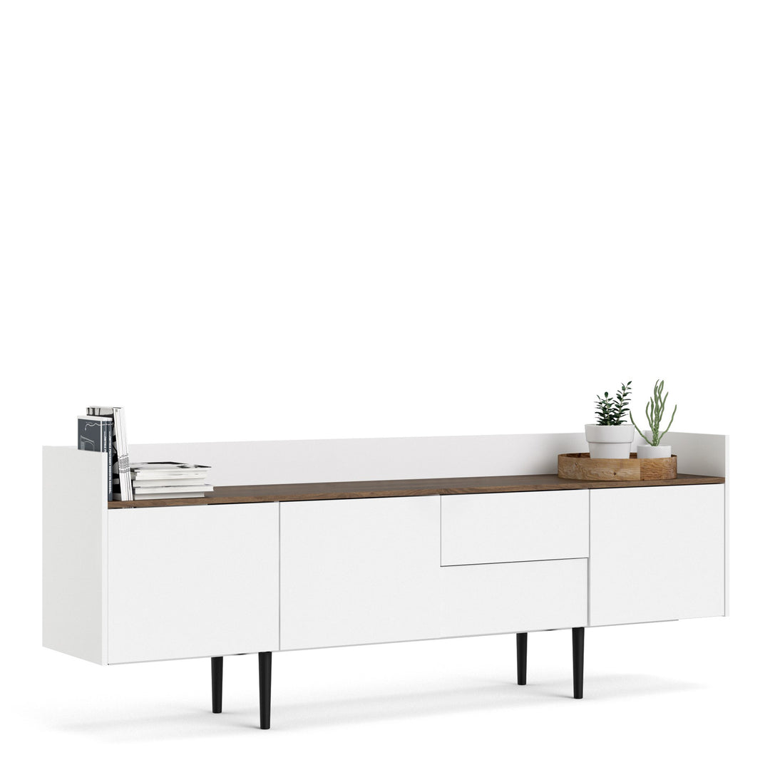 Unit Sideboard 2 Drawers 3 Doors in White and Walnut - TidySpaces