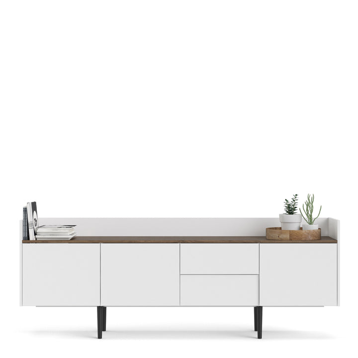 Unit Sideboard 2 Drawers 3 Doors in White and Walnut - TidySpaces