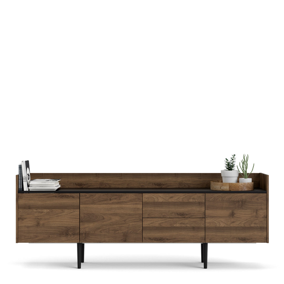 Unit Sideboard 2 Drawers 3 Doors in Walnut and Black - TidySpaces