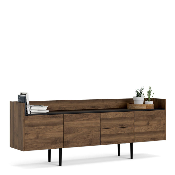 Unit Sideboard 2 Drawers 3 Doors in Walnut and Black - TidySpaces