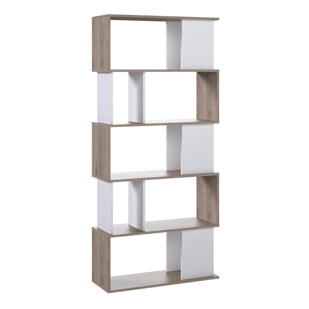 Maze Open Bookcase 4 Shelves in Jackson Hickory Oak and White - TidySpaces