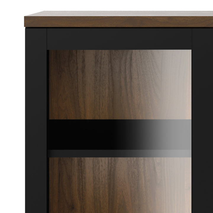 Display Cabinet Glazed 2 Doors in Black and Walnut - TidySpaces