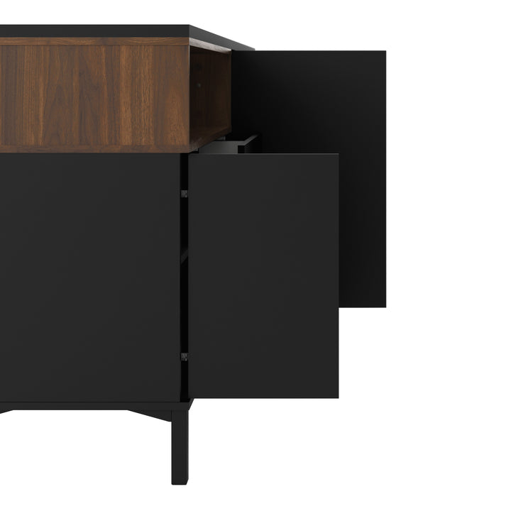 Sideboard 3 Drawers 3 Doors in Black and Walnut - TidySpaces