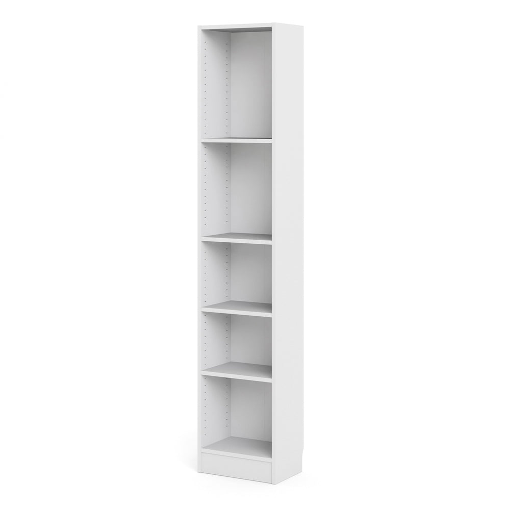 Basic Tall Narrow Bookcase (4 Shelves) in White - TidySpaces
