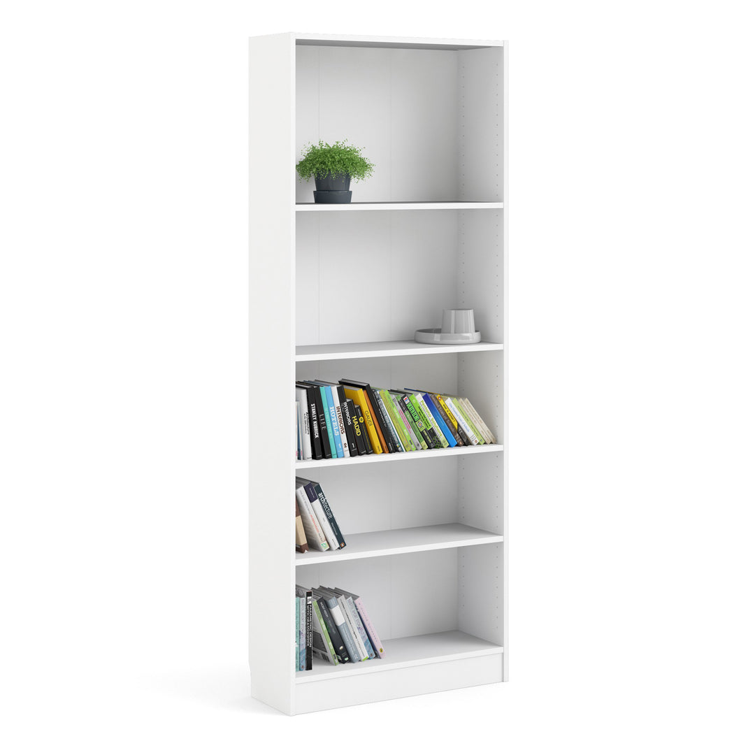 Basic Tall Wide Bookcase (4 Shelves) in White - TidySpaces