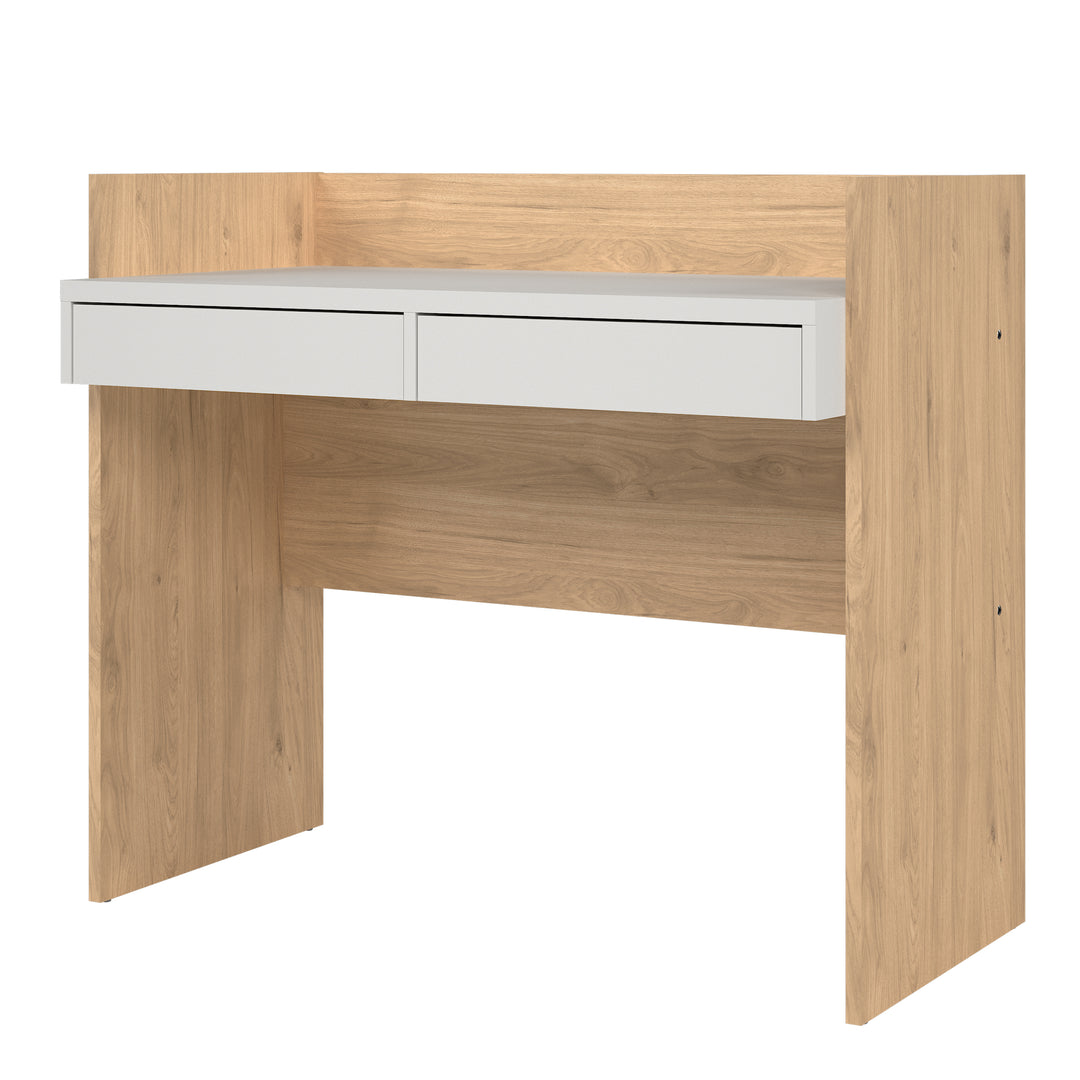Function Plus Desk 2 Drawers In Jackson Hickory and White - TidySpaces