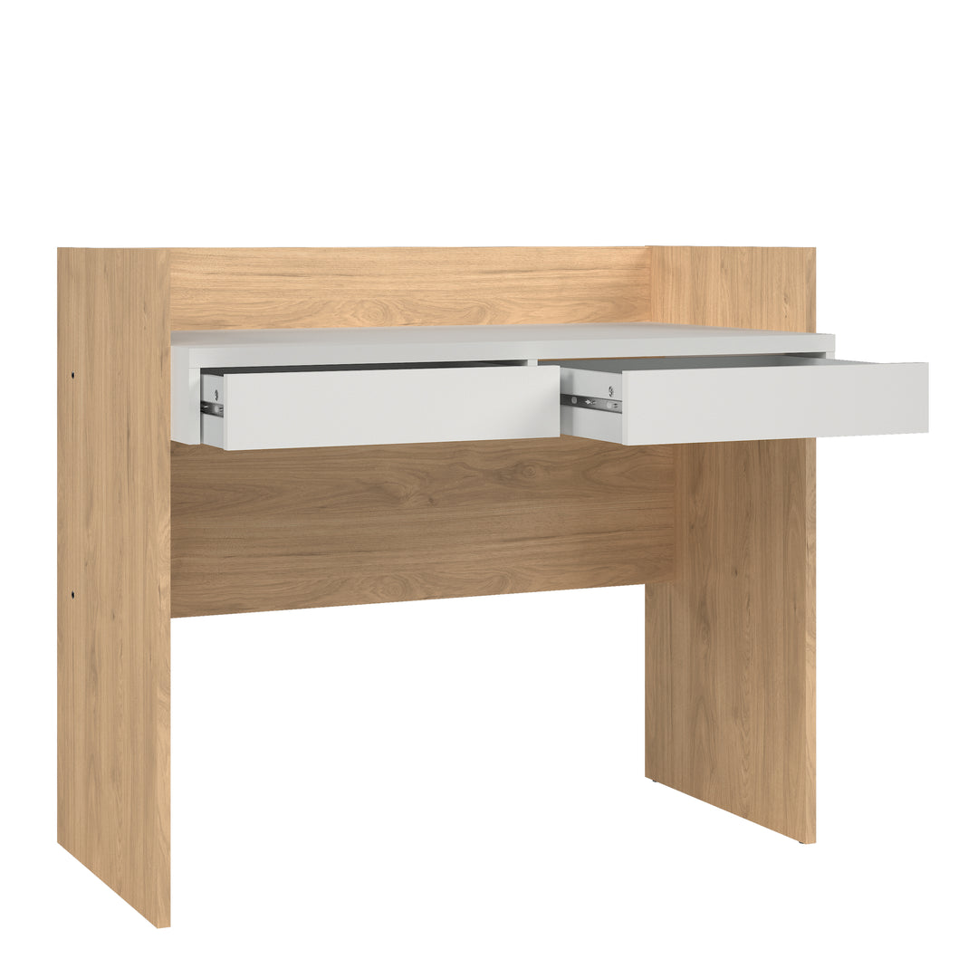 Function Plus Desk 2 Drawers In Jackson Hickory and White - TidySpaces