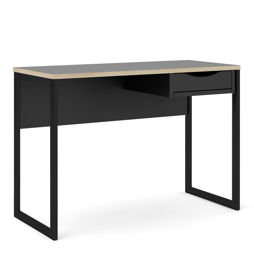 Function Plus Desk 1 Drawer in Black with Oak Trim - TidySpaces