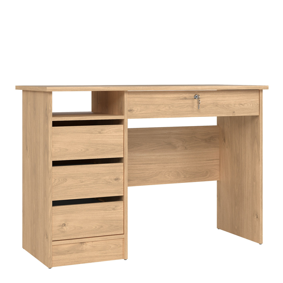 Function Plus Desk (3+1) handle free Drawer in Jackson Hickory Oak - TidySpaces