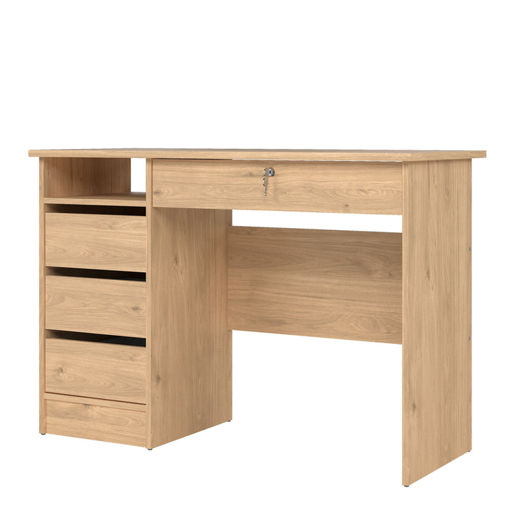 Function Plus Desk (3+1) handle free Drawer in Jackson Hickory Oak - TidySpaces