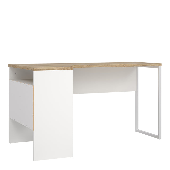 Function Plus Corner Desk 2 Drawers in White and Oak - TidySpaces
