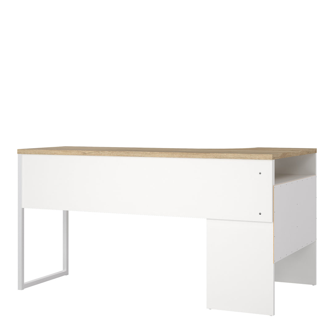 Function Plus Corner Desk 2 Drawers in White and Oak - TidySpaces