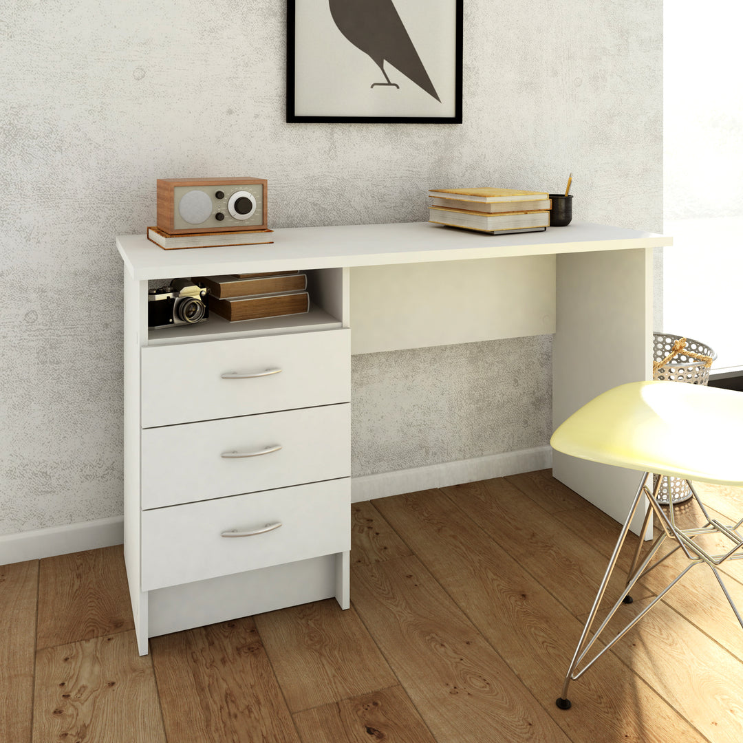 Function Plus Desk 3 Drawers in White - TidySpaces