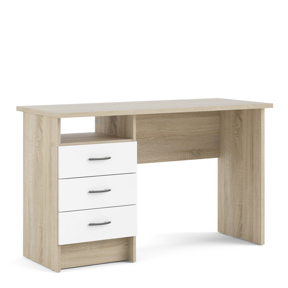 Function Plus Oak Desk 3 White Drawers - TidySpaces