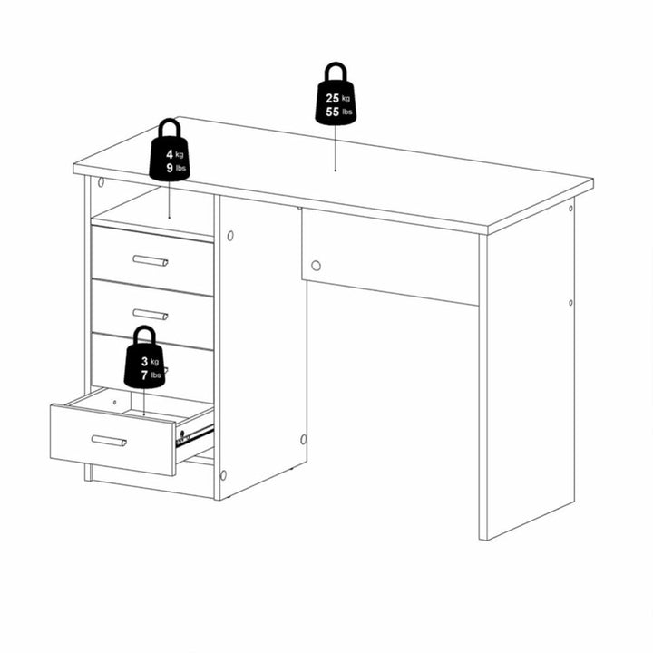 Function Plus 4 Drawer Desk in White - TidySpaces