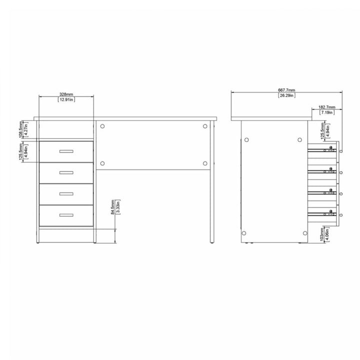 Function Plus 4 Drawer Desk in Oak - TidySpaces