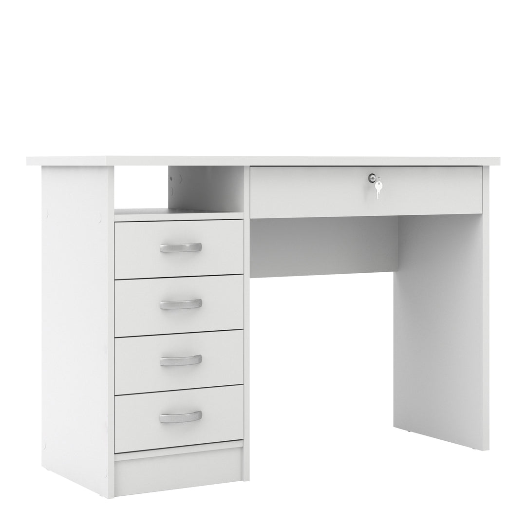 Function Plus Desk 5 Drawers in White - TidySpaces