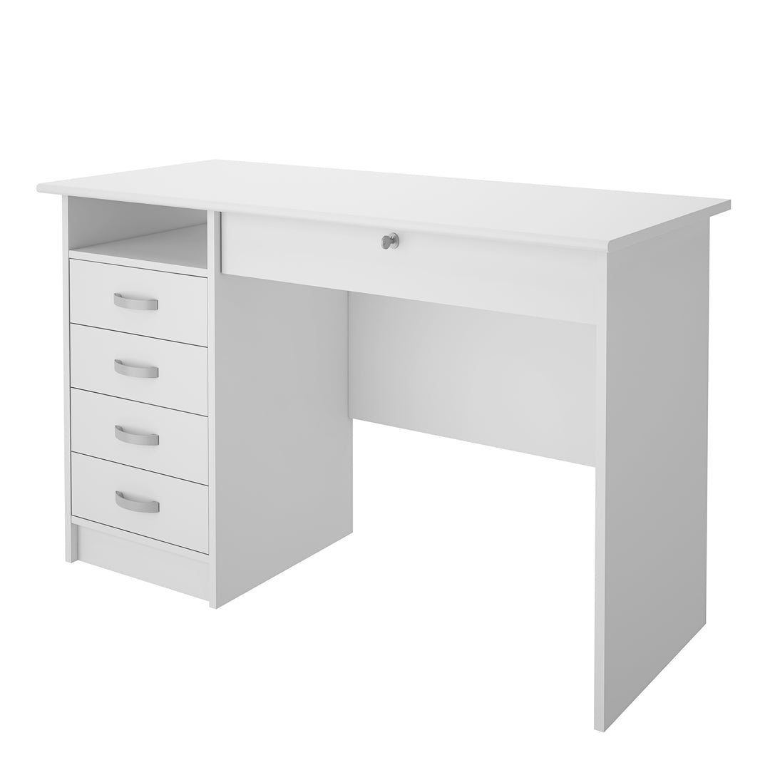 Function Plus Desk 5 Drawers in White - TidySpaces