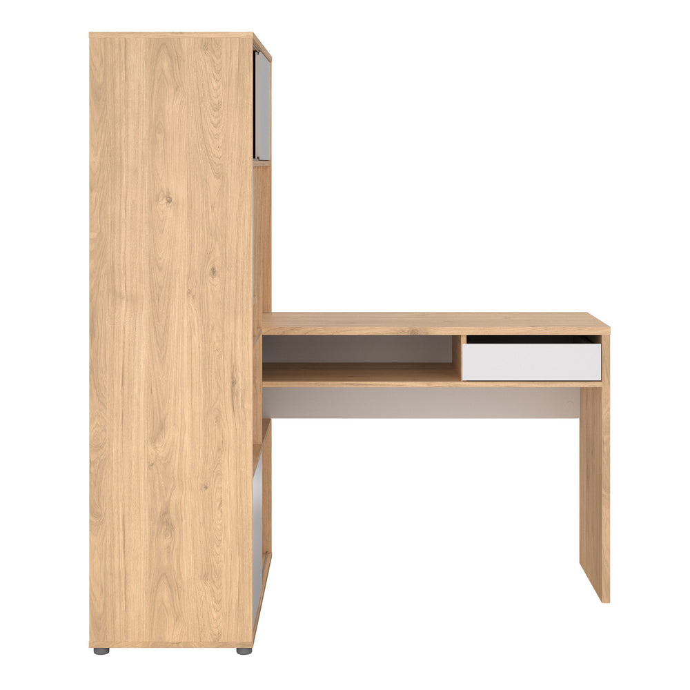 Function Plus Corner Desk with Bookcase Jackson Hickory/White - TidySpaces